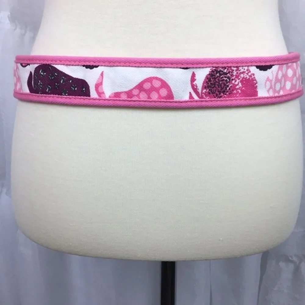 Hot Pink Belt Womens Large Barbie Core Preppy Double D Ring Summer‎ Fruit Canvas